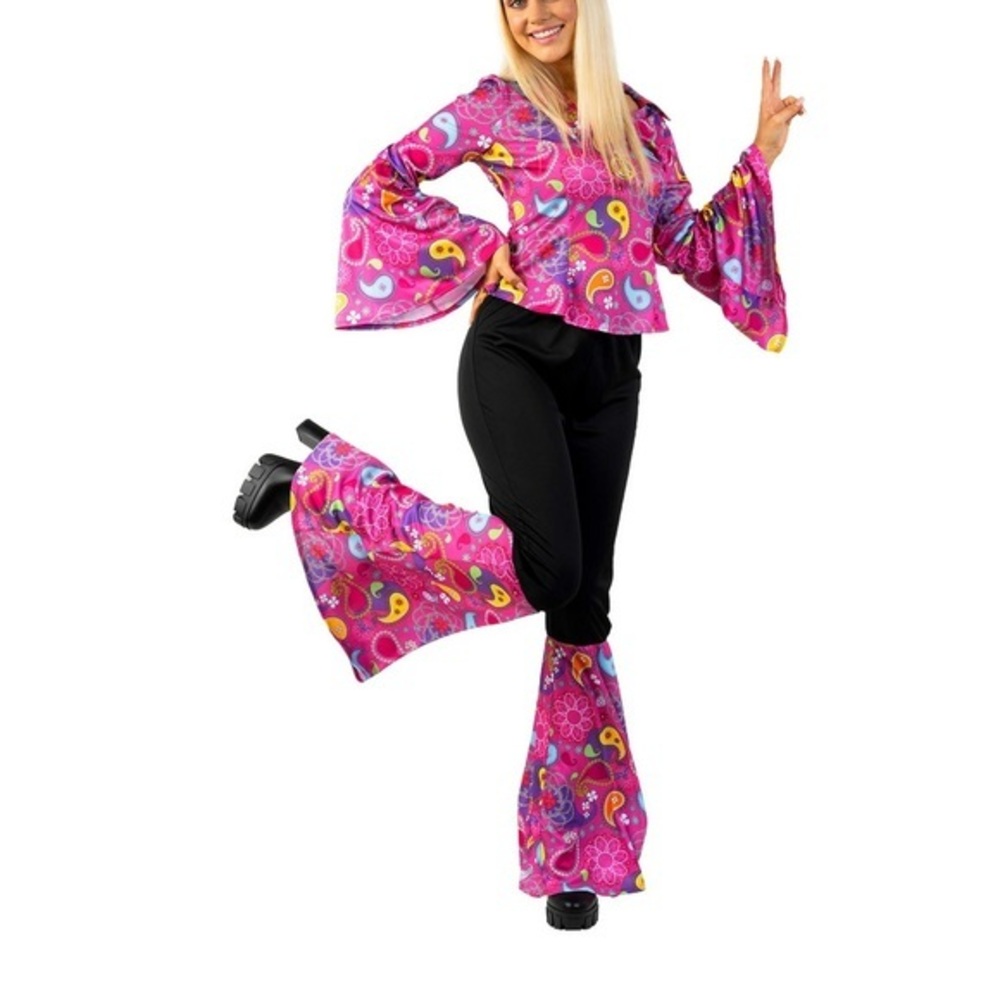 MORPH COSTUMES Womens 1970s Pink Hippie Flared Disco Halloween costume -Small